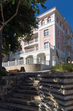 Nessebar, Bulgaristan - 12 Ağustos 2018: Belediye Binası eski kasaba Nessebar, Burgaz bölge, Bulgaristan