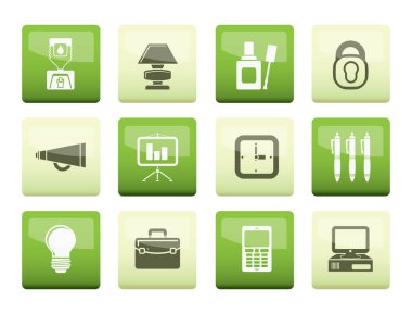 İş ve office simgeleri renk arka plan - vektör simgesi ayarla