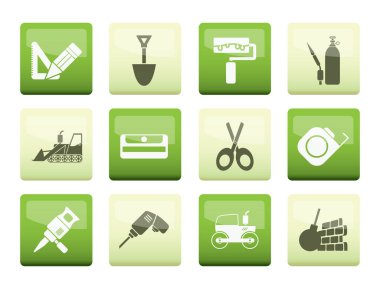 Yapı ve inşaat simgelerinin üzerinde renk arka plan - vektör Icon set 2