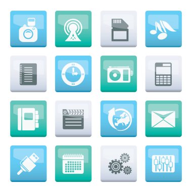 Performans, iş ve Office simgeleri renk arka plan üzerinde - vektör Icon Set telefon
