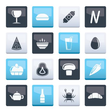 Dükkanı, yiyecek ve içecek simgelerinin üzerinde renk arka plan - vektör Icon set 2