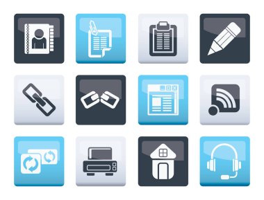 İnternet ve Web sitesi simgeleri renk arka plan - vektör Icon set