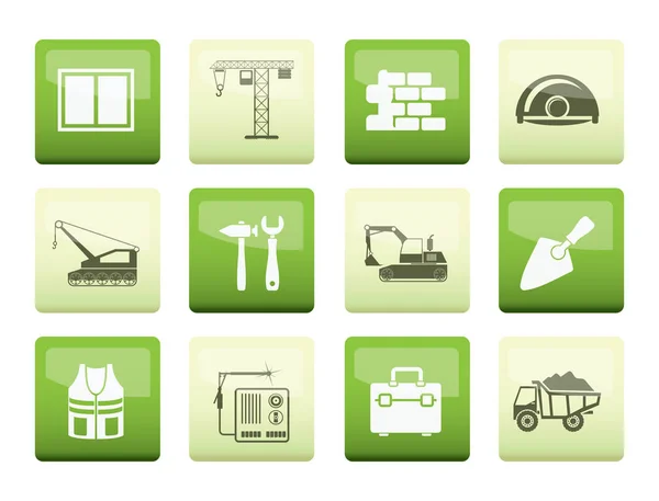 Building Construction Icons Color Background Vector Icon Set — Stock Vector