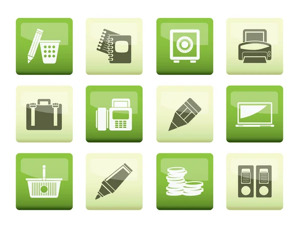 Business Office Financiën Pictogrammen Kleur Achtergrond Vector Icon Set — Stockvector