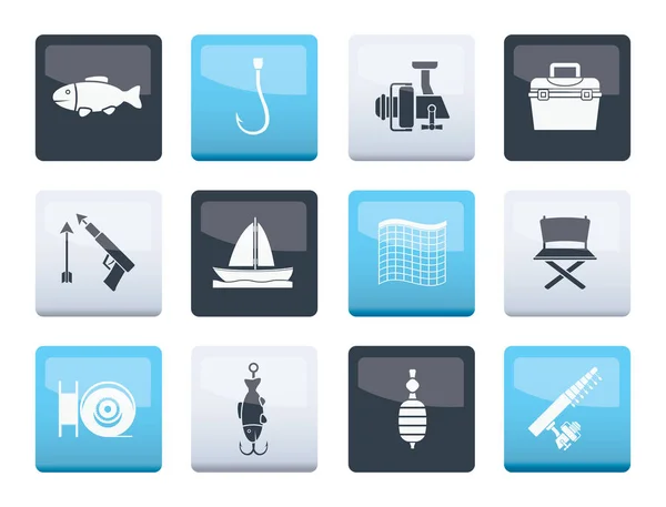 Fishing Holiday Icons Color Background Vector Icon Set — Stock Vector