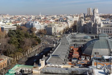 Madrid, İspanya - 24 Ocak 2018: Muhteşem panoramik çatı Circulo de Bellas Artes, İspanya'nın Madrid şehir