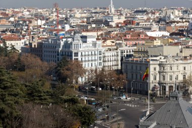 Madrid, İspanya - 24 Ocak 2018: Muhteşem panoramik çatı Circulo de Bellas Artes, İspanya'nın Madrid şehir