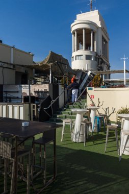 Madrid, İspanya - 24 Ocak 2018: Muhteşem panoramik çatı Circulo de Bellas Artes, İspanya'nın Madrid şehir