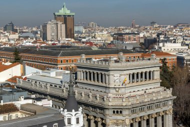 Madrid, İspanya - 24 Ocak 2018: Muhteşem panoramik çatı Circulo de Bellas Artes, İspanya'nın Madrid şehir