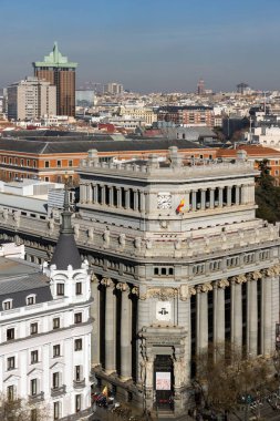 Madrid, İspanya - 24 Ocak 2018: Muhteşem panoramik çatı Circulo de Bellas Artes, İspanya'nın Madrid şehir
