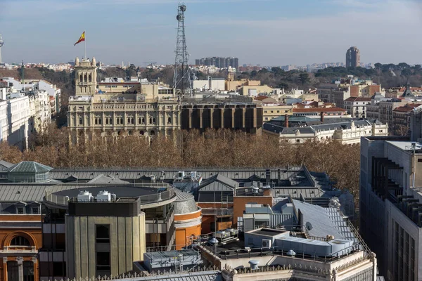 Madrid Hiszpania Stycznia 2018 Niesamowity Panoramiczny Widok Madrytu Dachu Circulo — Zdjęcie stockowe