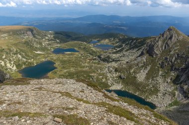Yaz görünüm ikiz, Trefoil balık ve alt göller, Rila Dağı, yedi Rila göller, Bulgaristan