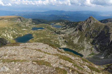 Yaz görünüm ikiz, Trefoil balık ve alt göller, Rila Dağı, yedi Rila göller, Bulgaristan