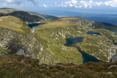 Yaz görünümü böbrek ve ikiz, Trefoil, balık ve alt göller, Rila Dağı, yedi Rila göller, Bulgaristan