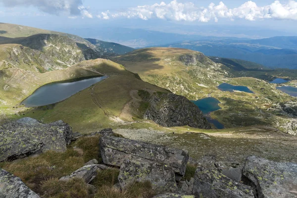 Summer view of The Kidney, The Twin, The Trefoil, The Fish and The Lower Lakes, Rila Mountain, The Seven Rila Lakes, Bulgaria