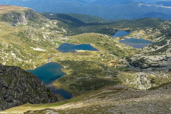 Vista Estiva Dei Twin Trifoglio Pesci Laghi Inferiori Montagna Rila — Foto Stock