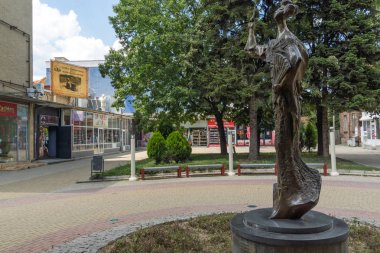 Kazanlık, Bulgaristan - 5 Ağustos 2018: Kazanlık, Stara Zagora bölge, Bulgaristan Haritası şehrin merkezine