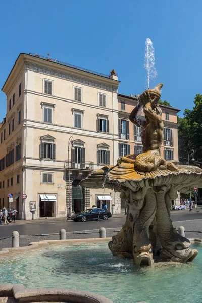 Roma Itália Junho 2017 Vista Incrível Fonte Tritão Piazza Barberini — Fotografia de Stock