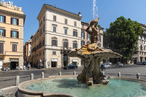 Roma Itália Junho 2017 Vista Incrível Fonte Tritão Piazza Barberini — Fotografia de Stock