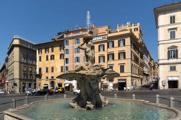 Roma Itália Junho 2017 Vista Incrível Fonte Tritão Piazza Barberini — Fotografia de Stock