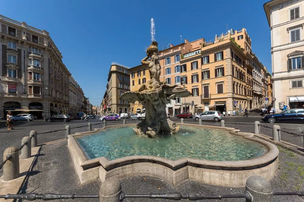 Roma Italia Junio 2017 Increíble Vista Fuente Tritón Piazza Barberini — Foto de Stock