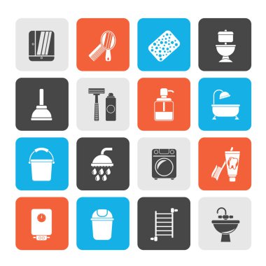 Banyo ve hijyen nesneleri simgeler - vektör Icon set