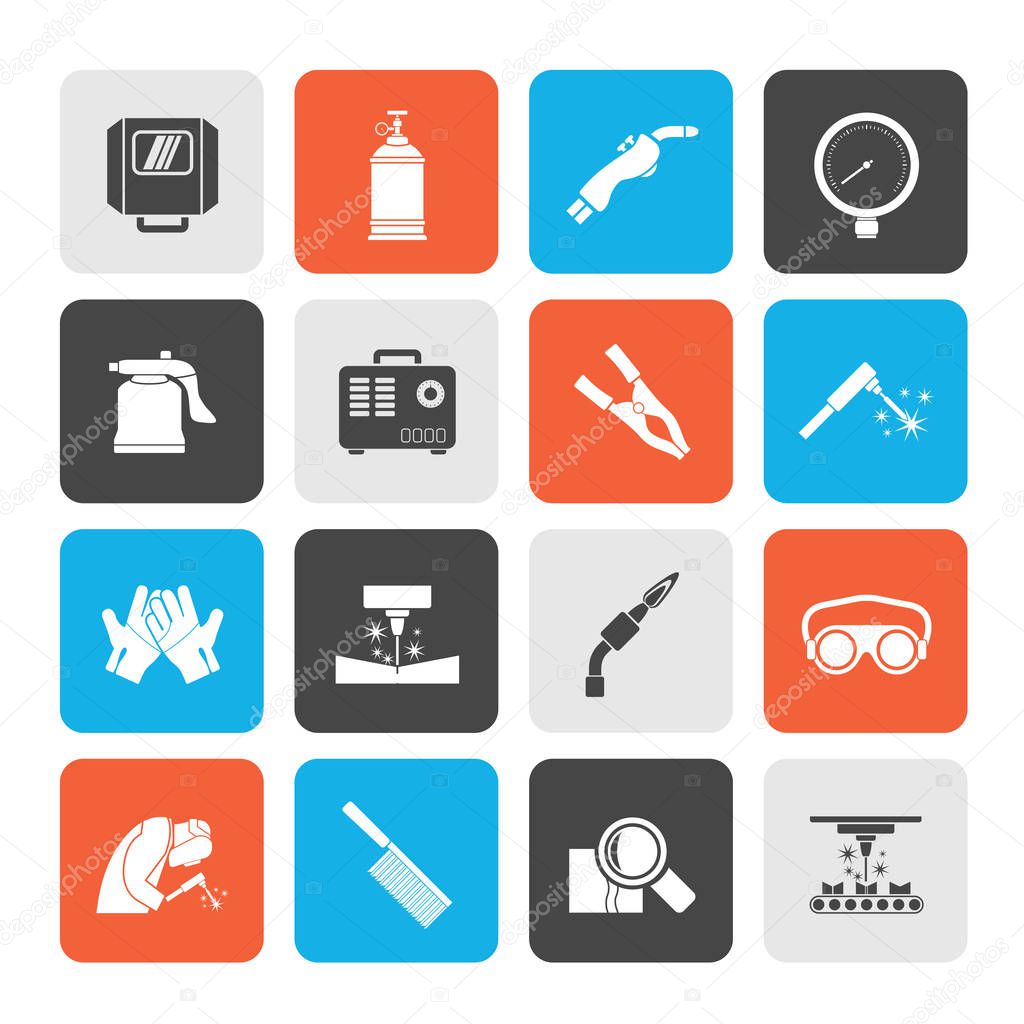 Welding and construction tools icons - vector icon set