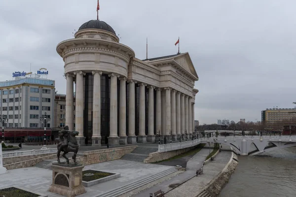 马其顿共和国斯科普里 2018年2月24日 马其顿共和国斯科普里市中心全景 — 图库照片