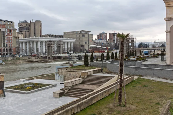 Skopje República Macedonia Febrero 2018 Vista Panorámica Del Centro Ciudad — Foto de Stock