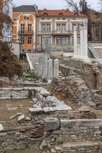 Plovdiv Bulgaria Декабря 2016 Панорама Руин Римского Одеона Городе Пловдив — стоковое фото
