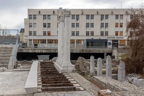 Plovdiv Bulgaria Diciembre 2016 Panorama Ruinas Odeón Romano Ciudad Plovdiv —  Fotos de Stock