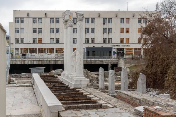 Plovdiv Bulgaria Diciembre 2016 Panorama Ruinas Odeón Romano Ciudad Plovdiv —  Fotos de Stock