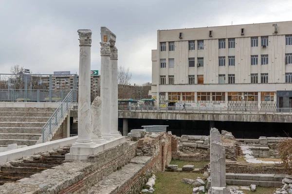 Πλόντβιβ Βουλγαρία Δεκεμβρίου 2016 Πανόραμα Του Ερείπια Από Ρωμαϊκό Ωδείο — Φωτογραφία Αρχείου
