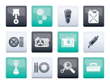 Araba parçaları ve renk arka plan - vektör çizim üzerinden hizmetler