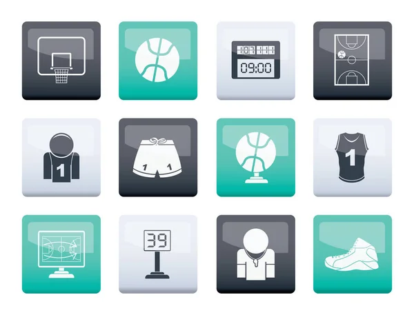 Iconos Baloncesto Deporte Sobre Fondo Color Vector Icon Set — Vector de stock