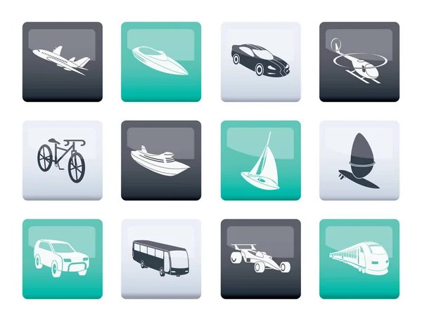 Ander Soort Transport Reizen Pictogrammen Kleur Achtergrond Vector Icon Set — Stockvector