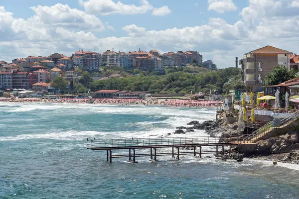 Sozopol Bulharsko Srpna 2018 Úžasné Panorama Pobřežní Ulice Starého Města — Stock fotografie