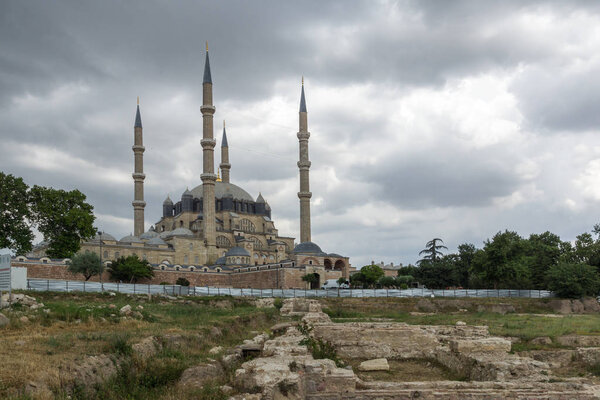 EDIRNE, TURKEY - May 26, 2018: Outside view of Selimiye Mosque Built between 1569 and 1575 in city of Edirne, East Thrace, Turkey

