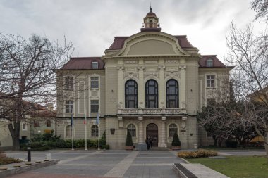 Plovdiv, Bulgaristan - 30 Aralık 2016: Bina City Hall Plovdiv, Bulgaristan
