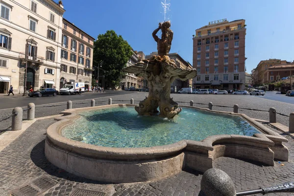 Roma Itália Junho 2017 Vista Incrível Fonte Tritão Piazza Barberini — Fotografia de Stock