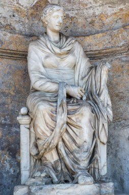 Roma, İtalya - 22 Haziran 2017: Panorama için Piazza del Popolo şehir Roma, İtalya, heykel