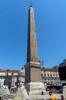 Rome, İtalya - 22 Haziran 2017: Şaşırtıcı Panorama için Piazza del Popolo City Roma, İtalya