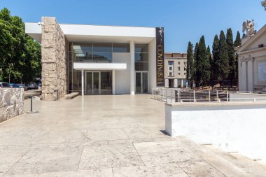 Rome, İtalya - 22 Haziran 2017: şaşırtıcı görünümü Ara Pacis Müzesi Roma, İtalya
