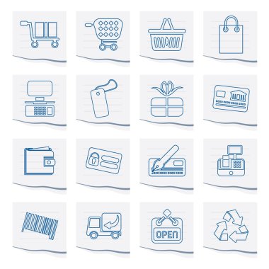 Bir parça kağıt - vektör Icon Set basit Online alışveriş simgeleri 