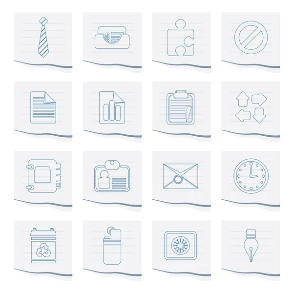 Business Office Icons Piece Paper Vector Icon Set — Stock Vector