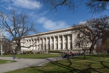 Sofia, Bulgaristan - 17 Mart 2018: Bina Milli Kütüphane St. Cyril ve Methodius Sofya, Bulgaristan