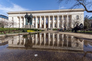 Sofia, Bulgaristan - 17 Mart 2018: Bina Milli Kütüphane St. Cyril ve Methodius Sofya, Bulgaristan