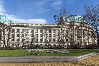 Sofia, Bulgaristan - 17 Mart 2018: Cephe Üniversitesi Sofya St. Kliment Ohridski, Bulgaristan