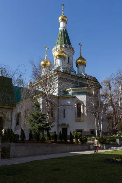 Sofia Bulgaria Marzo 2018 Construcción Cúpulas Oro Iglesia Rusa Sofía —  Fotos de Stock