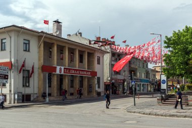 Edirne, Turkey - 26 Mayıs 2018: Edirne şehri, Doğu Trakya, Türkiye'nin ortasındaki tipik sokak